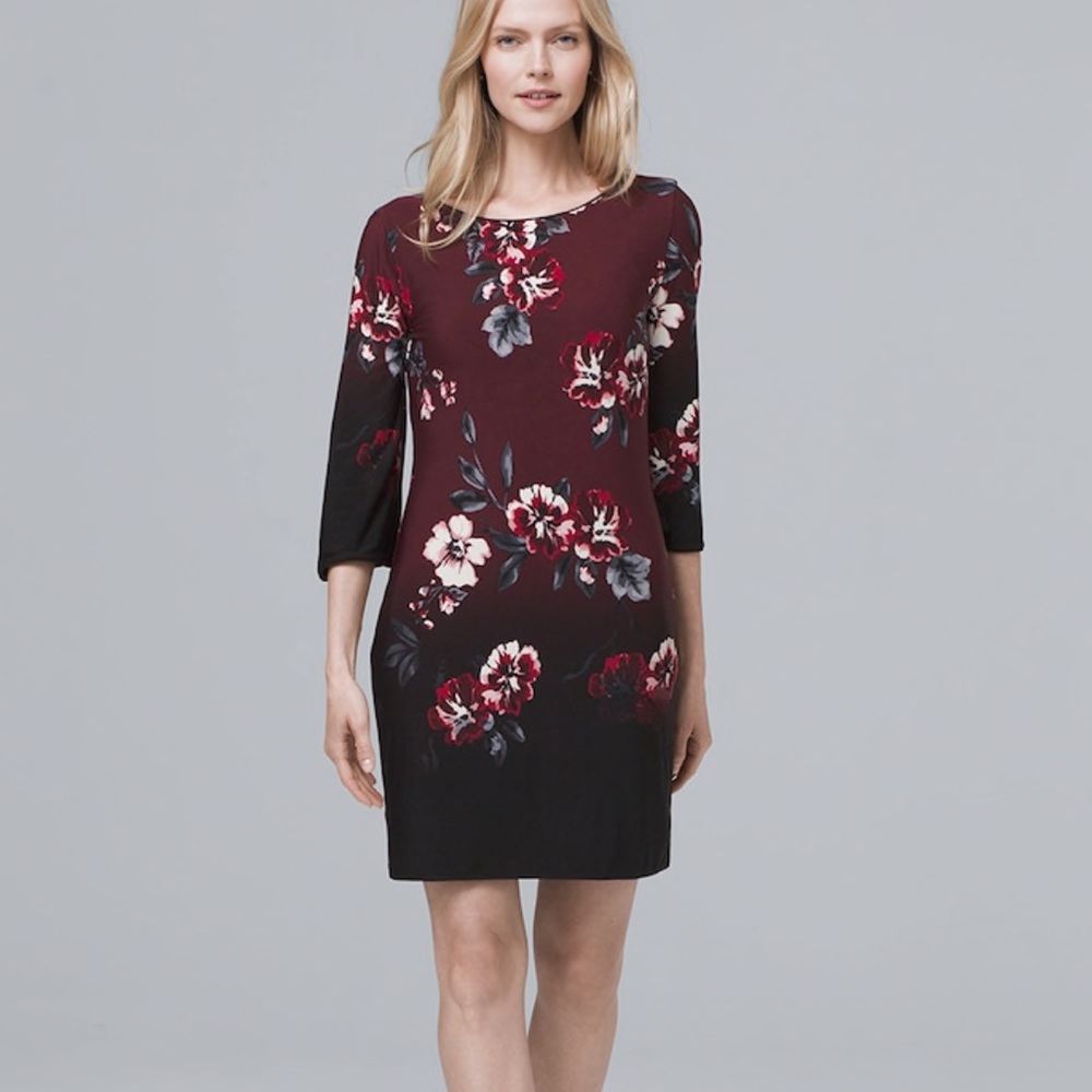 WHBM reversible 2 in 1 dress, black/floral, soft!